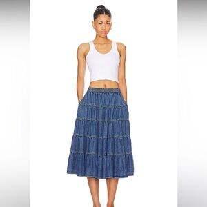 Free People Blue Midi Skirt